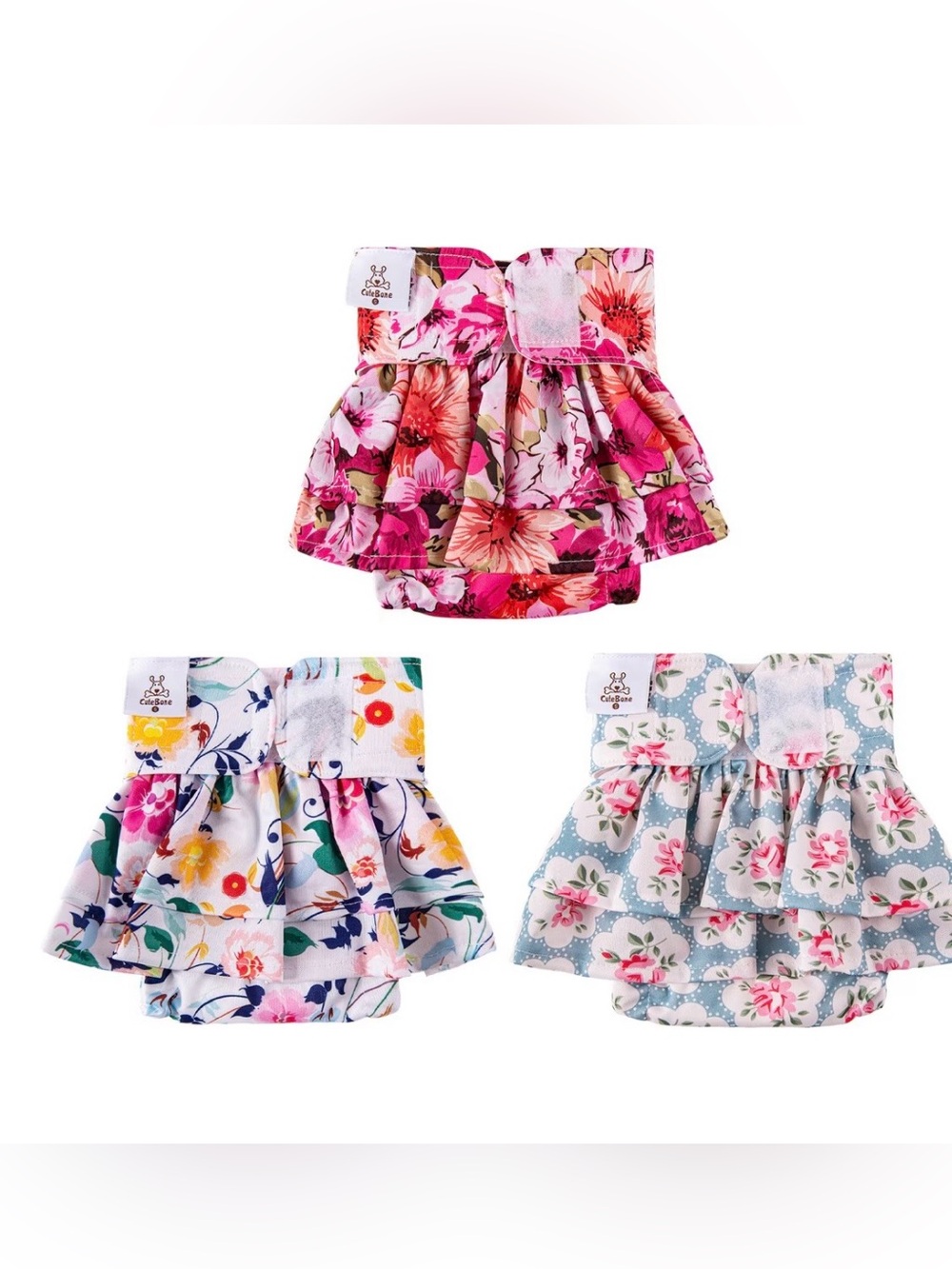✨ New Set of 3 Floral Reusable Washable Dog Diapers Size Small ✨
